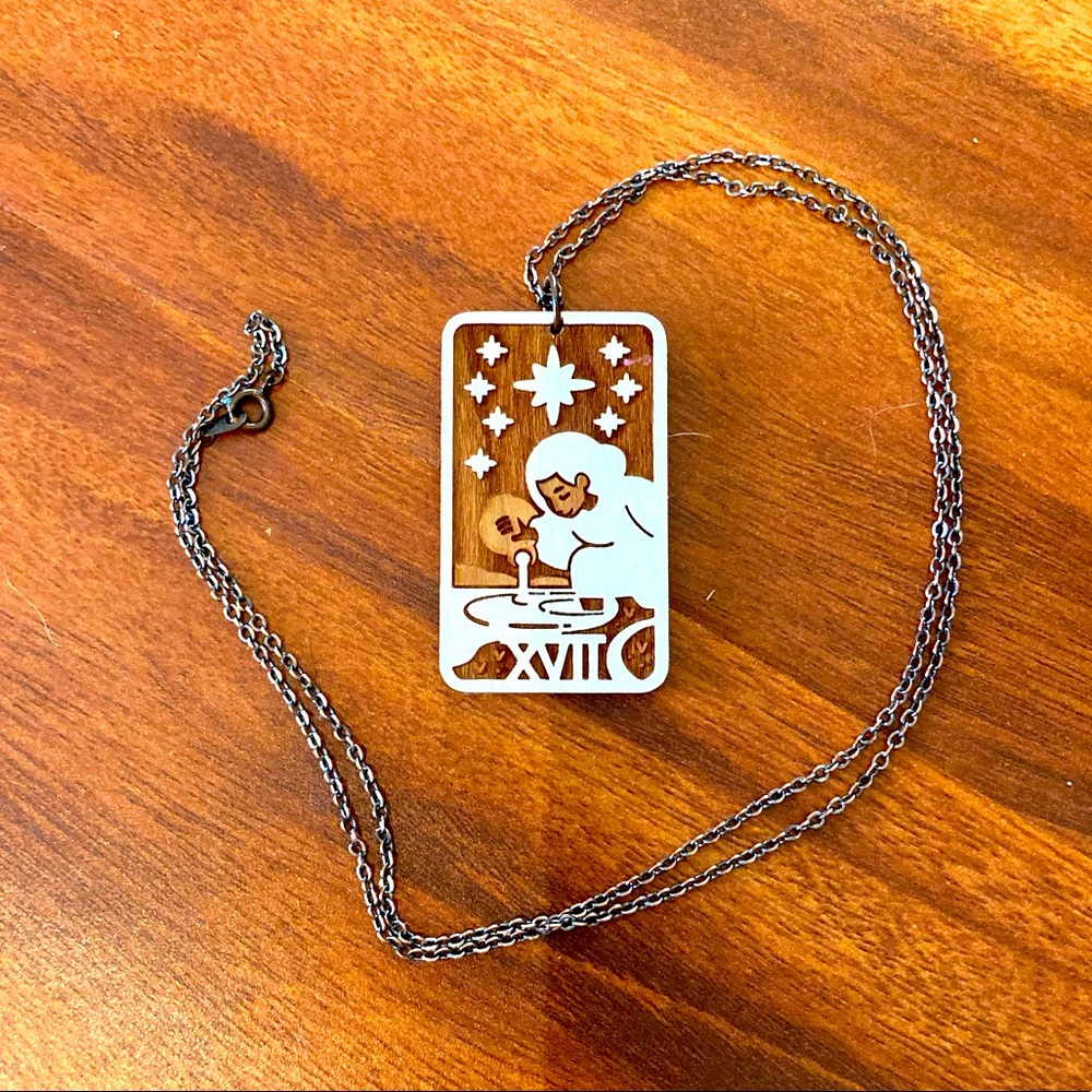 Tarot Card Woodcut Pendant Necklace